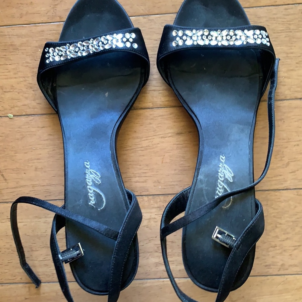 Ragazza black satin with Crystal sandle